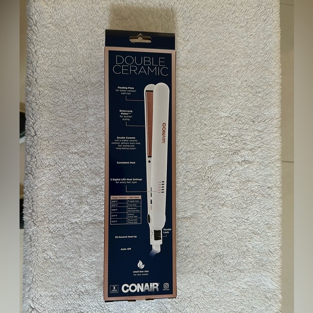 NWT CONAIR Double Ceramic 1" Flat Iron - Rose Gold w/White - Picture 3 of 8